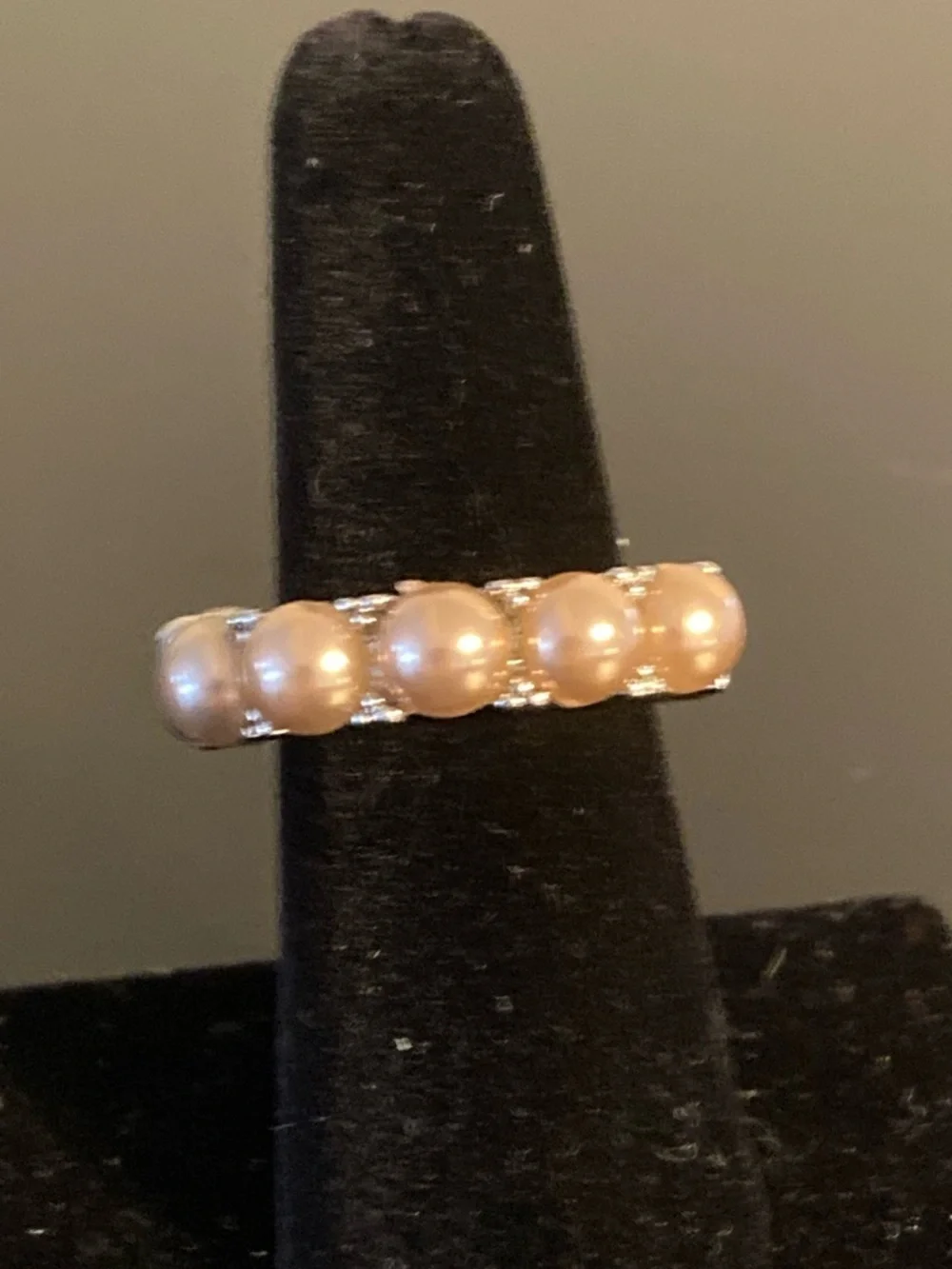 paparazzi Pink Pearl and Crystal Row Ring